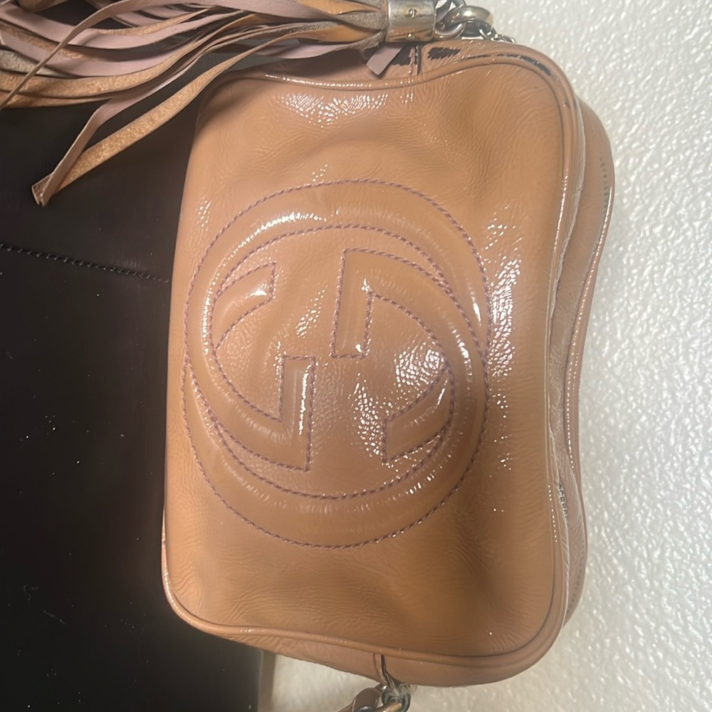 Gucci Camera Bag beige paten leather
